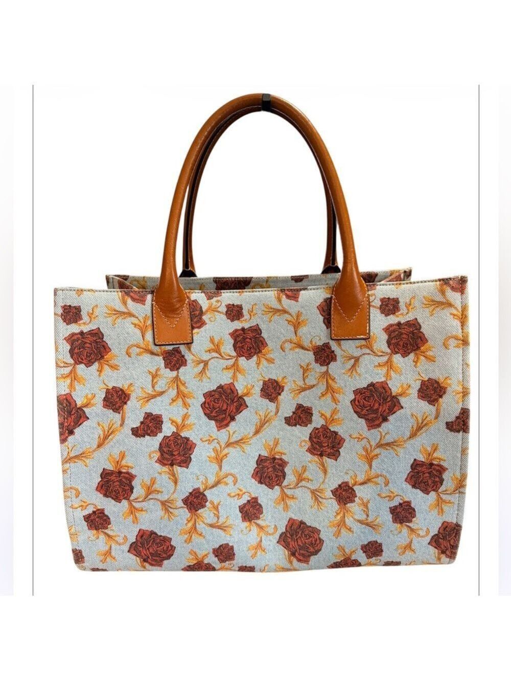 Versace Floral Canvas Tote Bag - Picture 3 of 10
